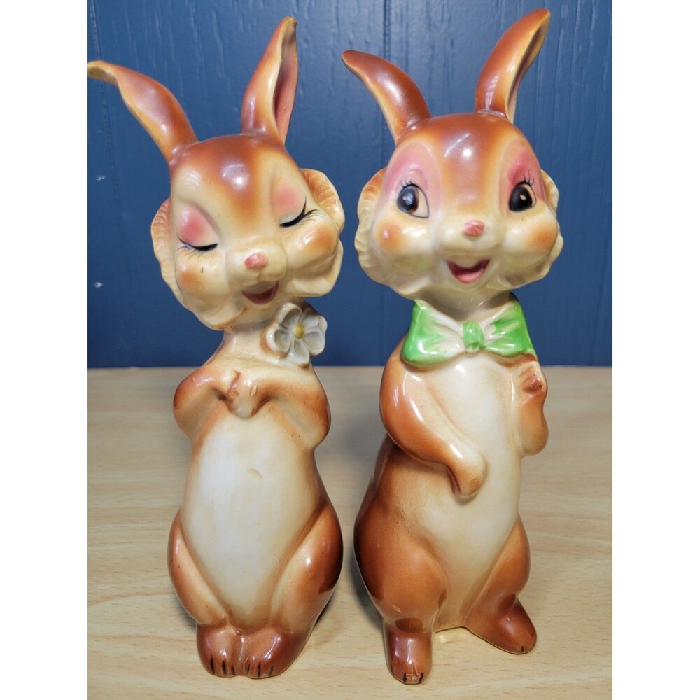 Rare Anthropomorphic Bunny Rabbit MCM Salt And Pepper Shakers